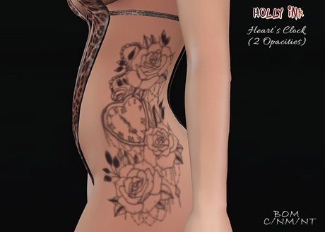 Second Life Marketplace - Holly Ink - Hearts Clock - BOM Tattoo